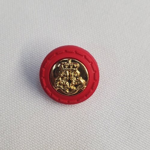 Bouton "royal" - acrylique rouge & métal or - 22 mm & 18 mm