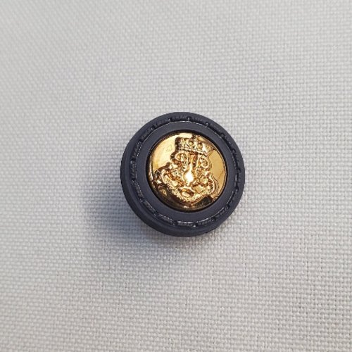 Bouton "royal" - gris anthracite & or - 22 mm & 18 mm