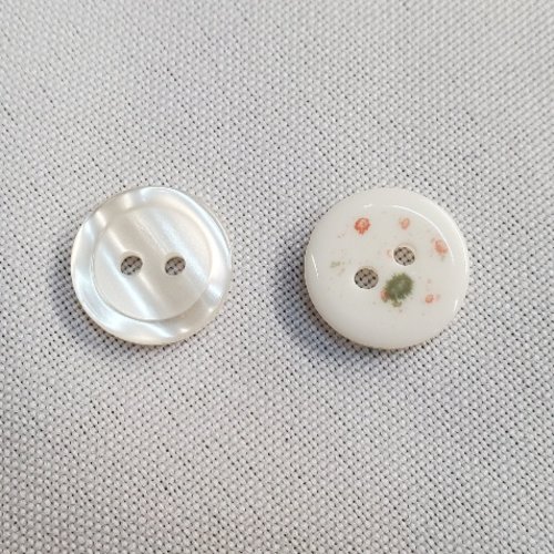 Bouton acrylique réversible - blanc - 14 mm & 23 mm