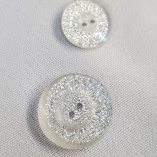 Bouton "poussière d'étoile" - blanc & argent - 18 mm & 23 mm