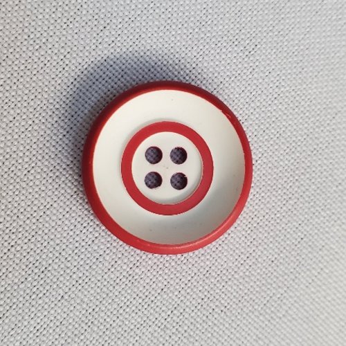 Bouton acrylique "cible" - rouge & blanc - 22 mm