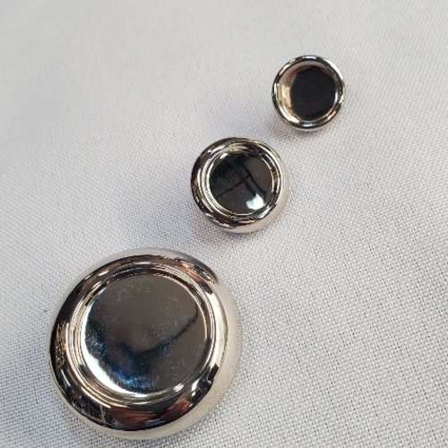 Bouton "hublot" - argent miroir & noir - multi-tailles