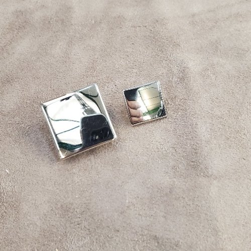 Bouton carré "square mirror" - argent miroir - 13 mm & 20 mm