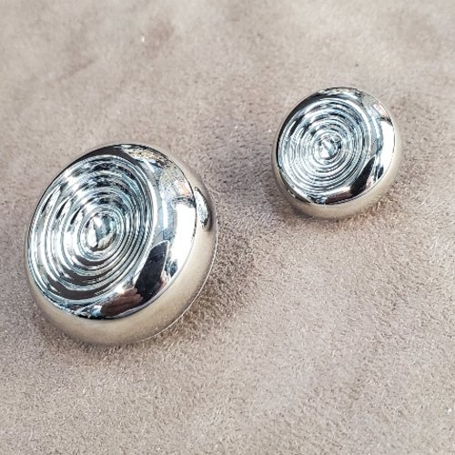 Bouton "onde" - argent miroir & acrylique - 18 mm & 27 mm
