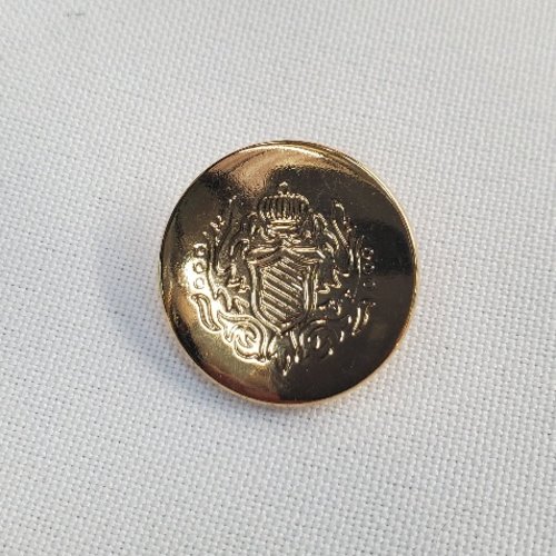 Bouton doré - motif blason royal - 22 mm