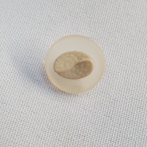 Bouton acrylique - bicolore beige & transparent - 15 mm