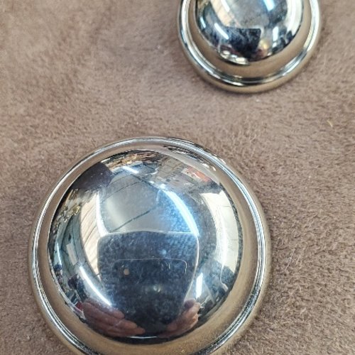 Bouton métal argenté bombé - 20 mm & 31 mm
