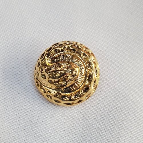 Bouton bijou doré - motif spirale texturée - 25 mm