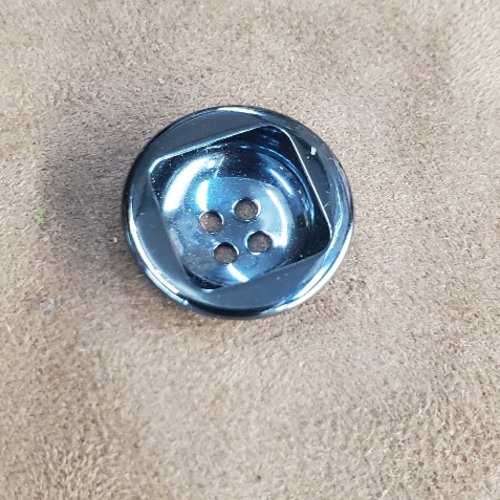 Bouton métal anthracite - cœur carré - 22 mm