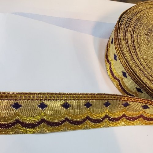 Lot 16,80 mètres - galon baroque or & pourpre - style richelieu