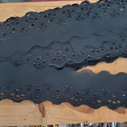 Lot 13 mètres - broderie anglaise noire - 100% coton - 45 mm
