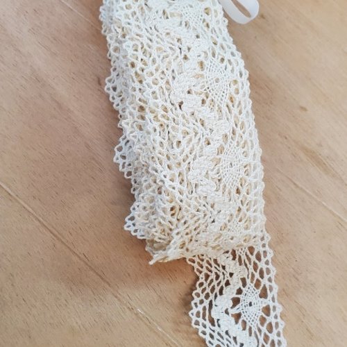 Lot 15 mètres - dentelle 100% coton écru - 50 mm