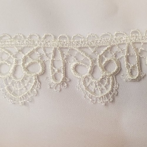 Lot 7 mètres - dentelle guipure blanche - motifs volutes - 50 mm