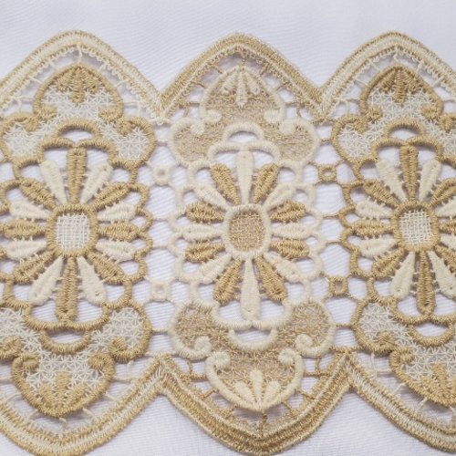 Pièce rare - large entre-deux guipure bicolore - 200 mm