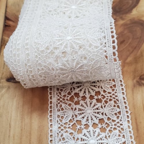 Lot 11 m - dentelle guipure macramé - blanc - 70 mm - fabrication française
