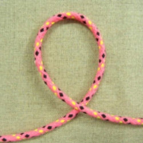 Lot 20 m - cordon fluo rose moucheté - 4 mm - ultra résistant