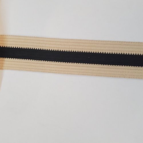Lot 50 m – ruban décoratif polyester 25 mm – beige & noir