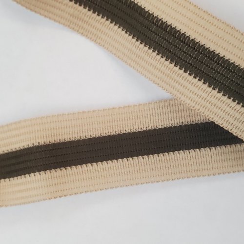 Lot 50 m – ruban décoratif polyester 25 mm – beige & vert kaki