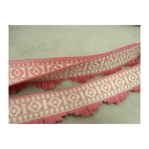 Lot 25 m – galon d'ameublement 100% coton – 35 mm – rose soutenu