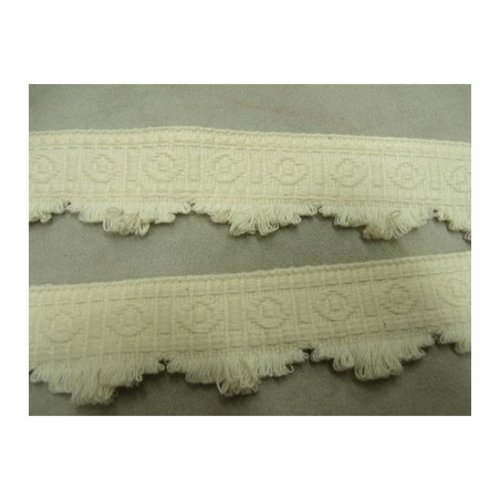 Lot 25 m – galon d'ameublement 100% coton – 35 mm – blanc cassé