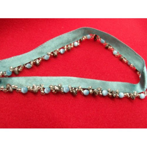 Lot 20 m – ruban satin perlé – largeur 15 mm – bleu turquoise