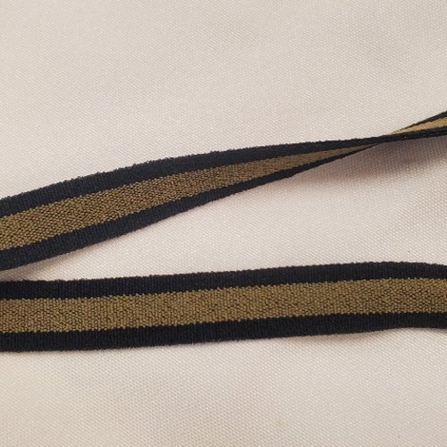 Lot 15 m – ruban élastique plat 15 mm – noir & kaki bronze