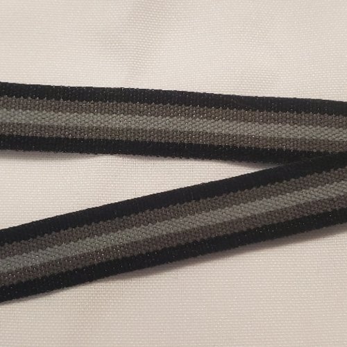 Lot 15 m – ruban élastique plat 15 mm – beige & noir