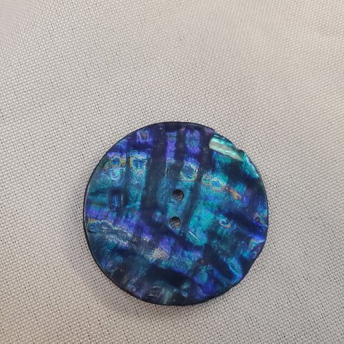 Bouton nacre véritable – 37 mm – éclat bleu nuit