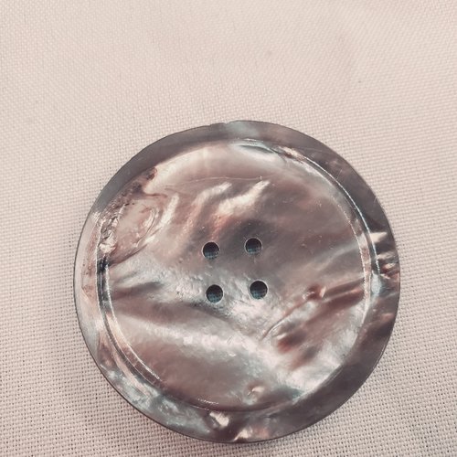 Bouton de collection nacre grise – 50 mm – 4 trous