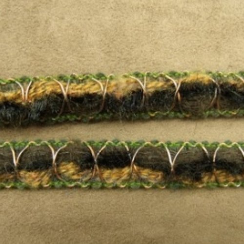 Lot de 25m - ruban fantaisie tissé – 15 mm – vert & marron