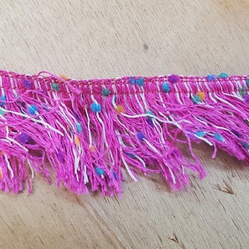 Lot 25 m galon franges confetti – 50 mm – rose fuchsia