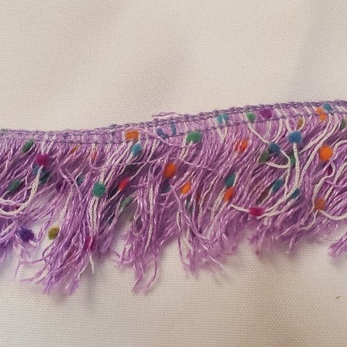 Lot 25 m galon franges confetti – 50 mm – violet parme