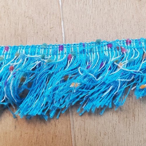 Lot 25 m galon franges confetti – 50 mm – bleu turquoise