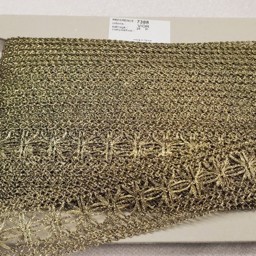 Lot 25 m ruban brodé lurex – 40 mm – or vieilli – fabrication française