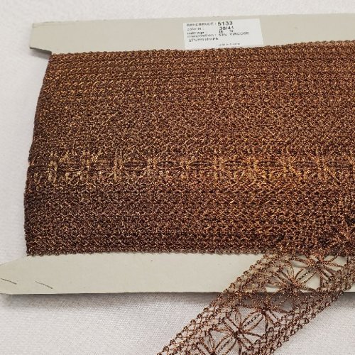 Lot 25 m ruban brodé lurex – 40 mm – cuivré – fabrication française