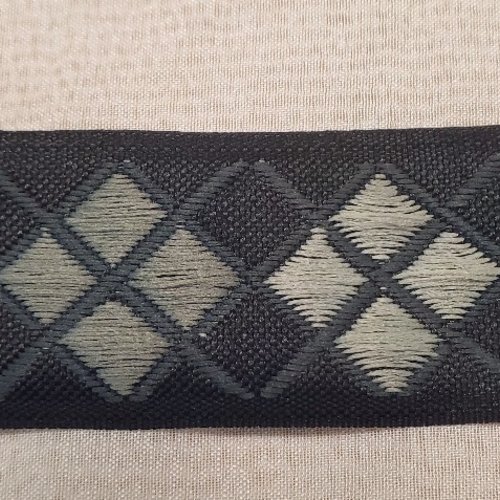 Lot 10m ruban tissé géométrique noir & gris – 40 mm