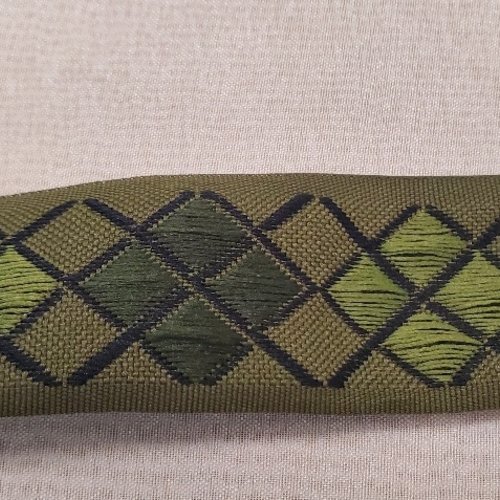 Lot 10m ruban tissé géométrique vert & noir – 40 mm