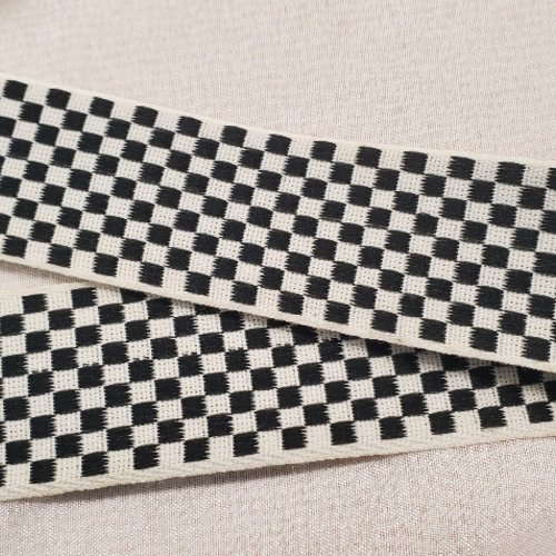 Lot 12m ruban tissé damier double face – 40 mm – pur coton
