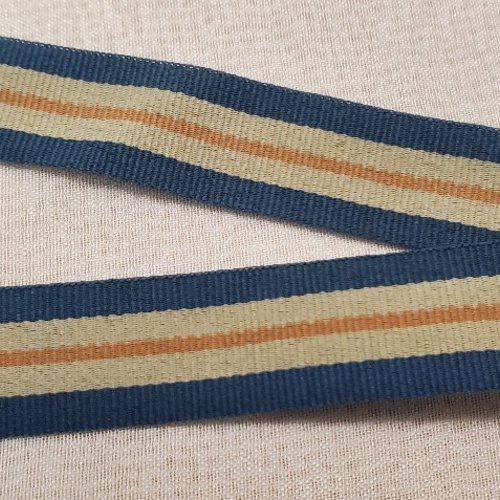 Lot 25m ruban fantaisie ethnique – 20 mm – bleu, gris & terre de sienne