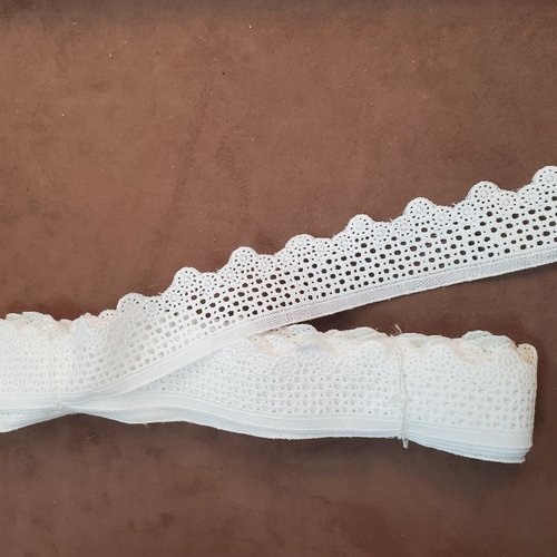 Lot 6m80 broderie anglaise – 40 mm – 100% coton – blanc – finition dentelée
