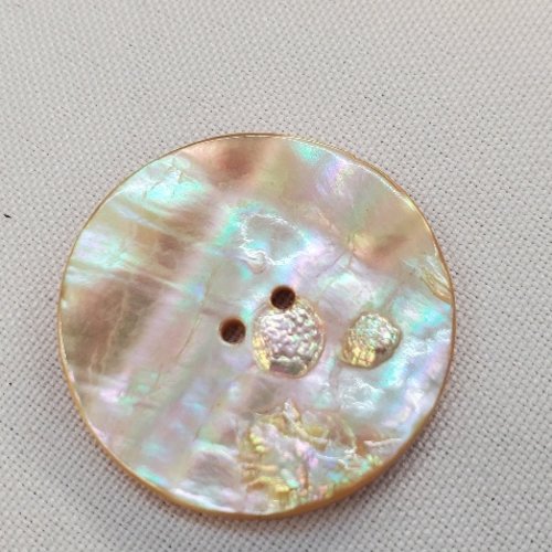 Très grand bouton nacre véritable – rose aurore – 34 mm