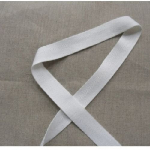 Ruban sergé coton blanc – 20 mm – solide et polyvalent – lot de 10 mètres