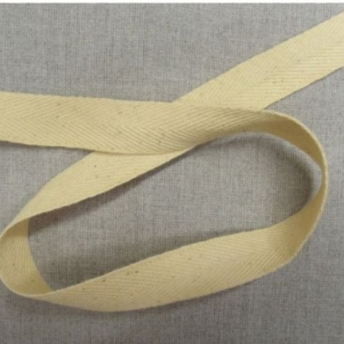 Lot de 10m – ruban sergé jaune paille 20 mm – tissage naturel