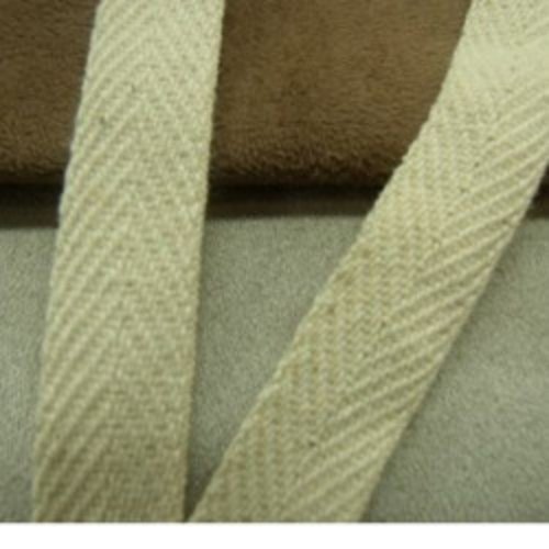 Ruban sergé beige 15 mm – tissage chevrons classique