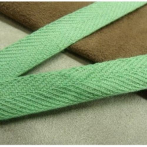 Lot de 10m – ruban sergé vert 15 mm – finition authentique et naturelle