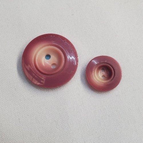 Lot de 6 boutons acrylique rose bicolore – 2 trous – 18 mm ou 28 mm