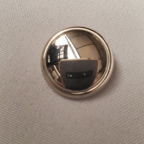 Bouton bijou métal léger – argenté miroir – 21 mm – à queue