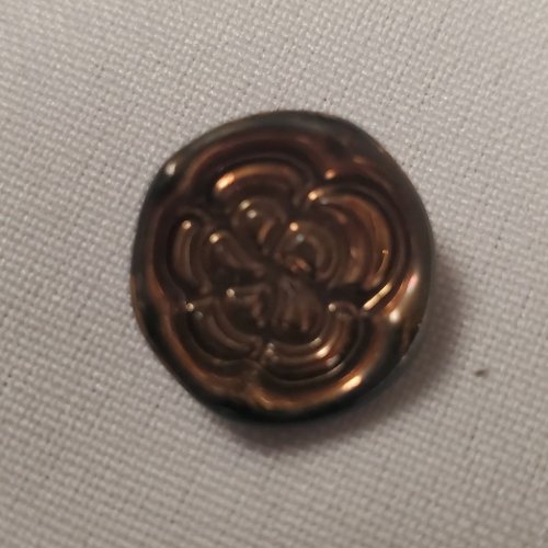 Lot de 6 boutons bijou en verre – motif floral mordoré – 17 mm