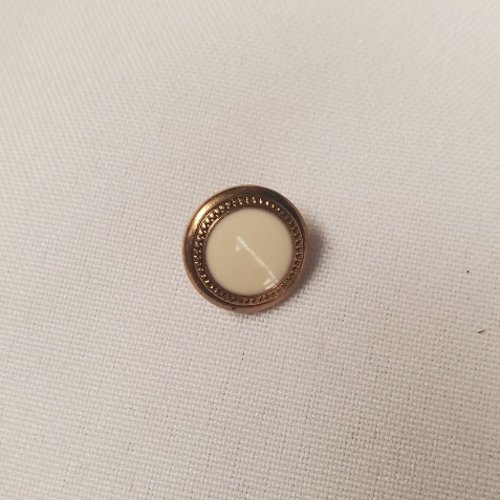 Lot de 6 boutons bijoux – doré & blanc cassé – 15 mm