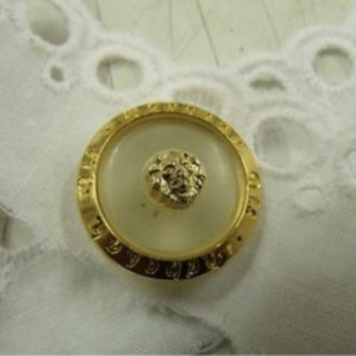 Lot de 6 boutons bijoux transparents et or – 18 ou 24 mm